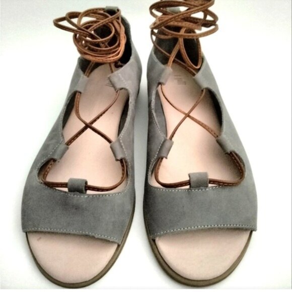 J. Jill Gray Suede Sandals with Leather Ankle Strap Women’s Size 8 - Picture 1 of 10